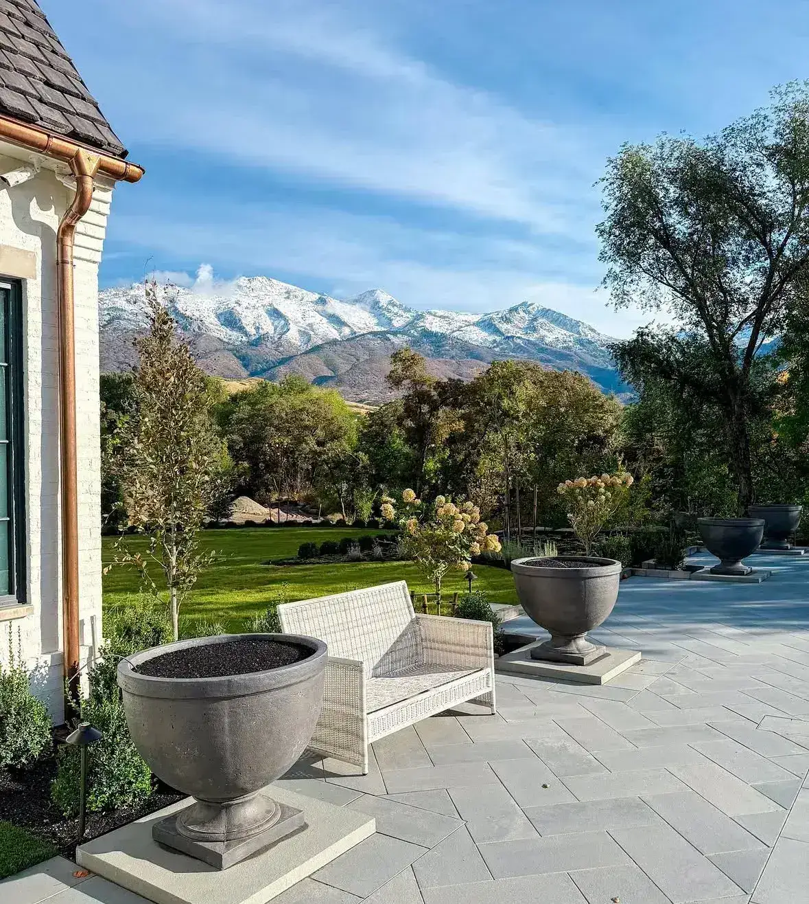 Everblue porcelain pavers at a mountain-view home in Utah